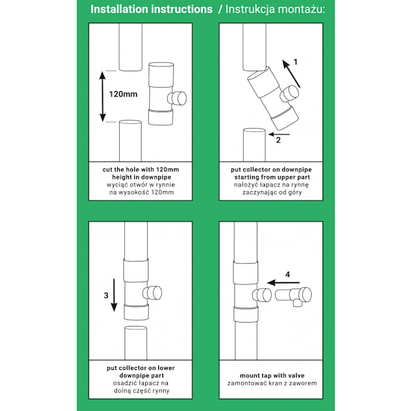 Set med 3 produkter. Regnvattenuppsamlare / fälla med ventil - 90mm - GRAFIT