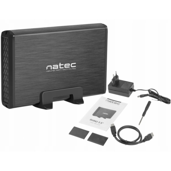 HDD-kapslinger og deksler, eksternt HDD-kabinett RHINO 3,5" svart NKZ-0448, Natec Sort