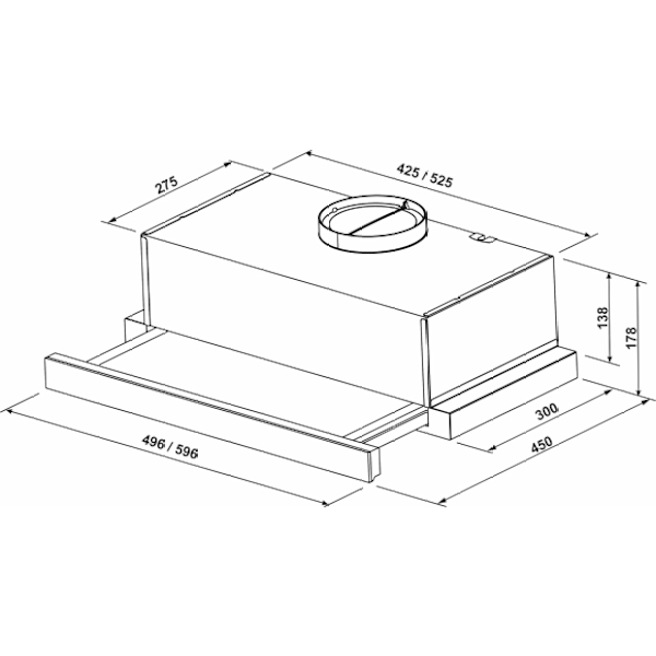 Inbyggd huva TLS L 14 150 60 IS, Eleyus