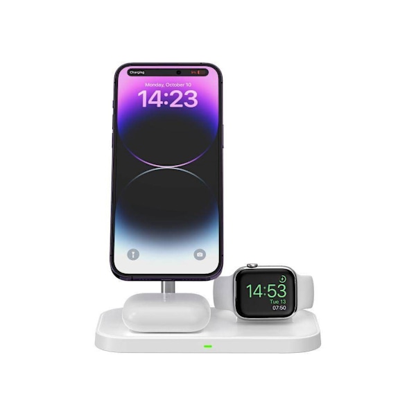 Tech-protect trådlös laddare QI15W A22 3in1 Magnetic MagSafe, vit