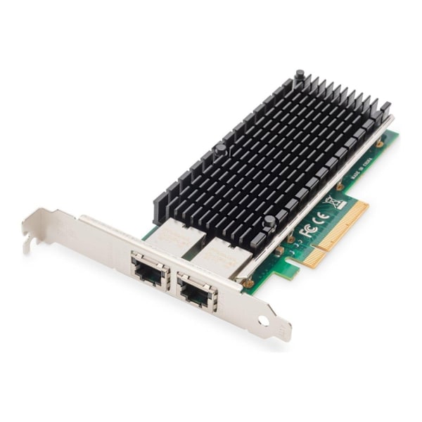 Digitus, 10 Gbps kaksiporttinen Ethernet-palvelinsovitin PCIe X8, Intel X540 BT2, DN-10163 Vihreä, Hopea