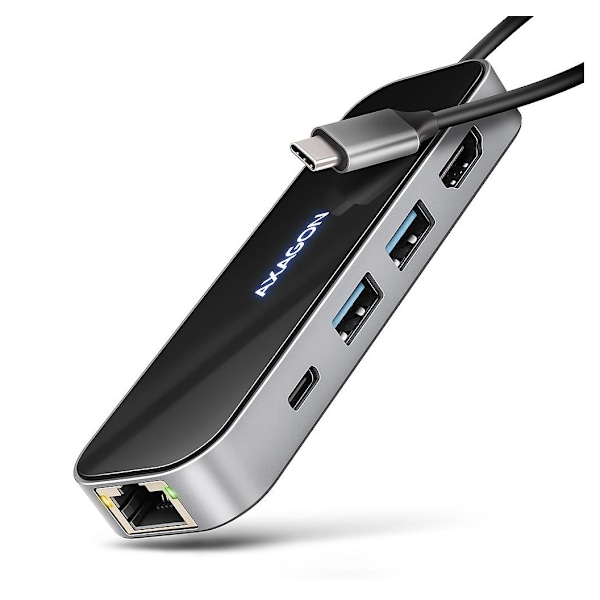 AXAGON, USB-C 5 Gbps GLASS 6in1 Hub, HMC-6GLN