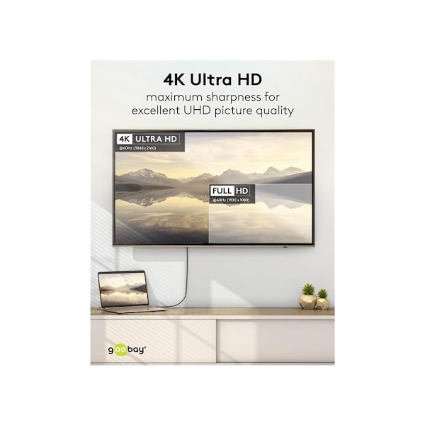 Goobay, USB-C-DisplayPort-kaapeli 4K, 60 Hz, 1 m, 75704