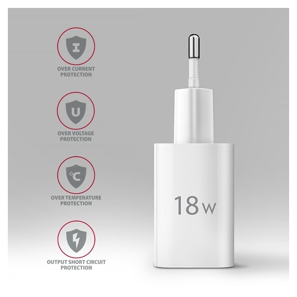 AXAGON, Vægoplader 1x port USB-A, QC3.0/AFC/FCP/Apple, 18W, ACU-QC18W