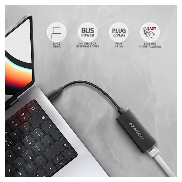 AXAGON, ADE-ARC USB-C Gigabit Ethernet -sovitin