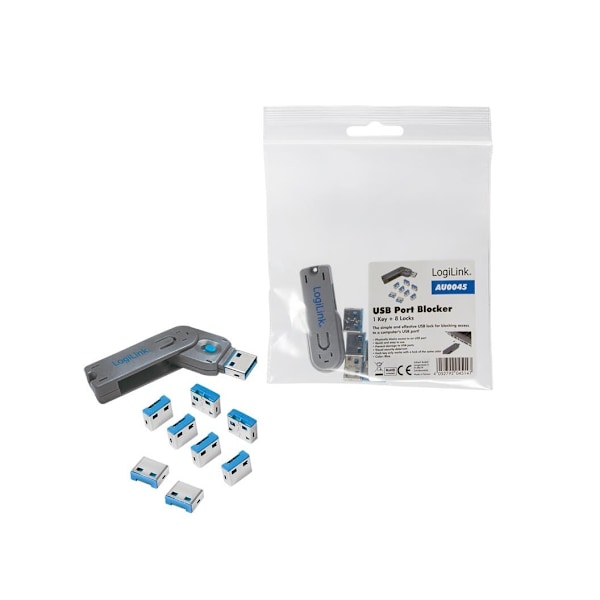 Logilink, USB-portin esto (1x avain ja 8x lukot), AU0045