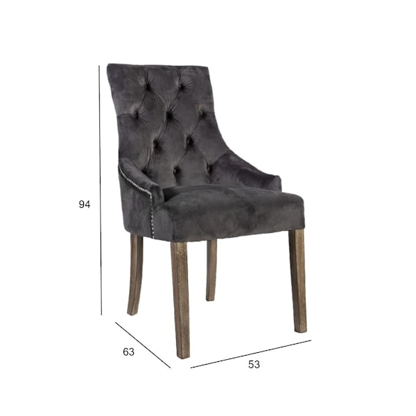 Stol HOLMES VELVET mörkgrå