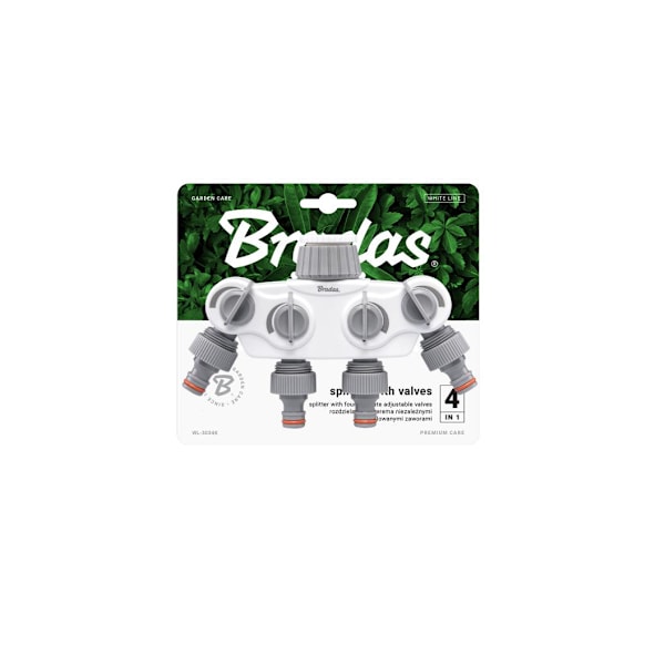 WHITE LINE SOLID 4-way manifold with 1 "or 3/4" tap valves White