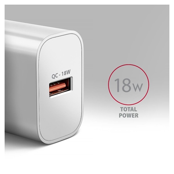 AXAGON, Vægoplader 1x port USB-A, QC3.0/AFC/FCP/Apple, 18W, ACU-QC18W