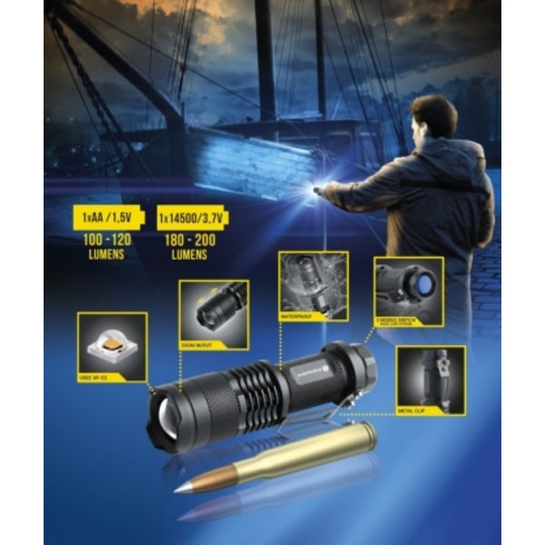 Taskulamppu FL-180 3W musta, Everactive