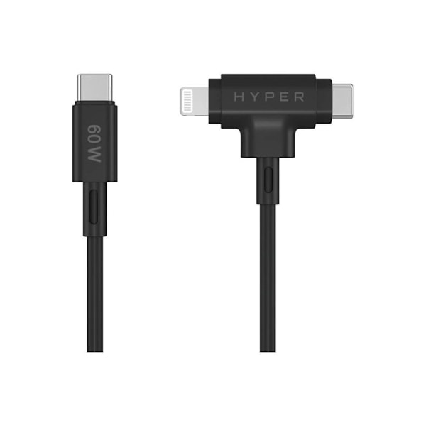 Hyper, HyperJuice Silicone USB-C - USB-C ja Lightning Hybrid 60 W -kaapeli