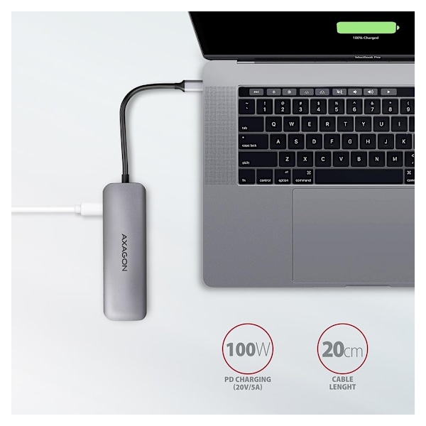 AXAGON, SuperSpeed ​​USB-C COMBO 5in1 Hub, HMC-5