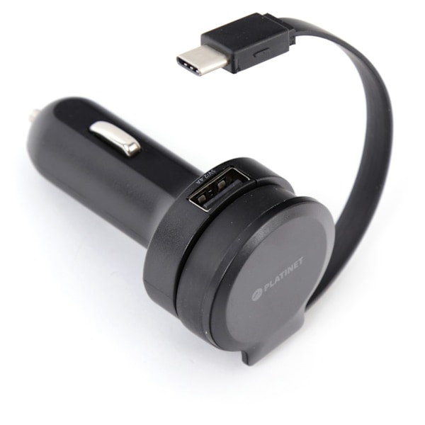 Platinet-autolaturi 1xUSB 2,4A + USB-C-kaapeli (44652)