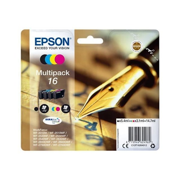 EPSON Multipack T1626 - Fyldepen - Sort, Cyan, Magenta, Gul (C13T16264012)