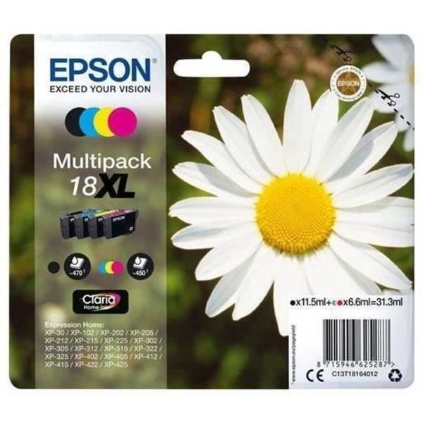 EPSON Multipack XL T1806 - Daisy - Sort, Cyan, Magenta, Gul (C13T18164012)