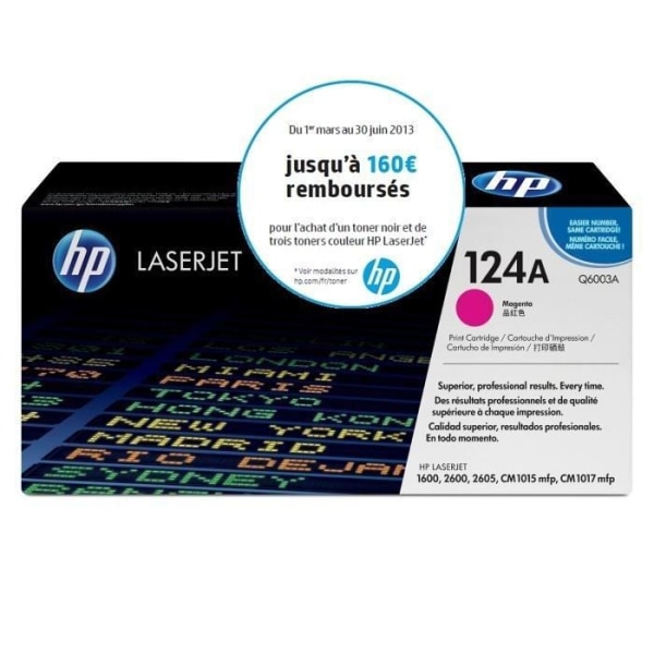 HP 124A (Q6003A) Magenta TONER - äkta patron för HP Color LaserJet 1600/2600/2605/CM1015MFP/CM1017MFP-skrivare