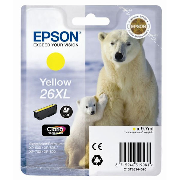 Epson T2634 XL isbjørn gul blækpatron