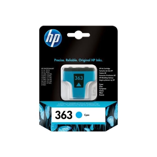 HP 363 4 ml cyan originalbläckpatron för Photosmart 31XX, 33XX, 8250, C5170, C5173, C5175, C5177, C5190, C5194, -C8771EE#ABE