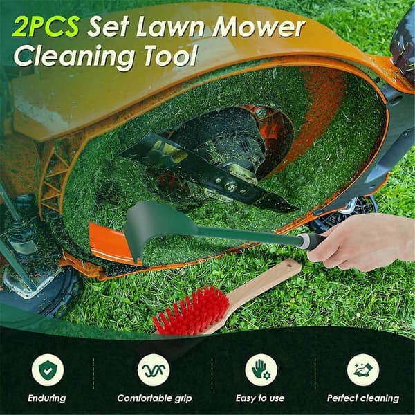 Mower Deck Scraper, Scrub Brush, Stiff Bristle Brush, Mower Maintenance Kit for Gardening