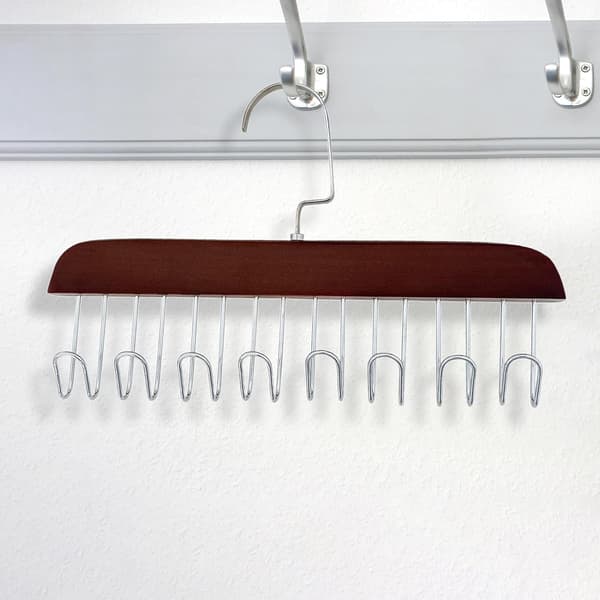 2-pack Non-slip Multi-hook Hangers - Sturdy Wooden Hanger and Belt Hanger, Bra Storage for Wardrobe with 8 Hooks, Clothes Drying Rack