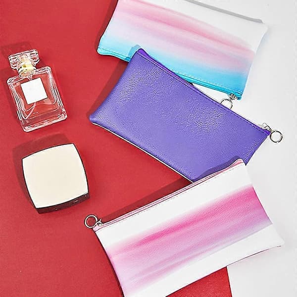 3 søde makeuptasker til håndtaske, kosmetiktasker til kvinder med lynlås, rejse-makeuptasker, pink+blå+lilla, 19,5*10,5 cm