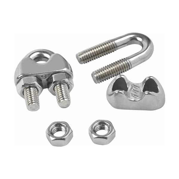 12 stk. wire reb klemmer M4 U-bolt kabelklemmer i 304 rustfrit stål U-bolt klemmer til 4 mm stålwire reb