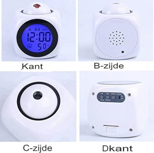 ING Projection Alarm Clock, Digital Alarm Clock, Digital Clock, White