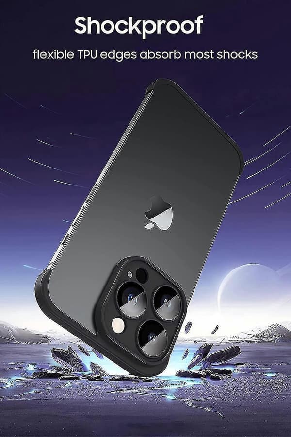 Rammeløst cover kompatibelt med iPhone 14 Pro Max/14 Pro, Slim Soft TPU Stødsikker beskyttelse med kamera - MXBC (Sort)