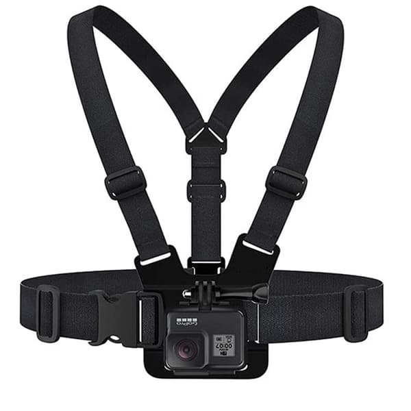 Bröstremfäste, sportkameratillbehör för Gopro (ingår ej), bröstrem, svart, bärbar