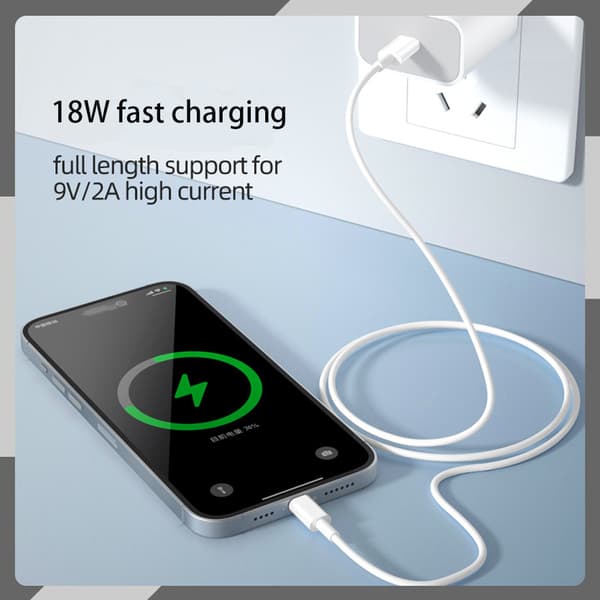 2-pak USB-C til Lightning iPhone Hurtigoplader 1m Hvid