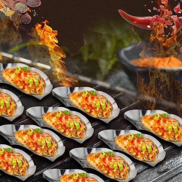Set med 24 Grillbara Ostronskal, Återanvändbara Musslor, För Bakade Grillade Ostron, Silver Ostron