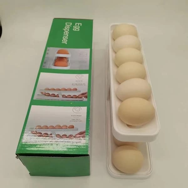 2-pack Egg Container for Refrigerator, Egg Dispenser, Egg Rack, Egg Storage for 12-14 Eggs, Double Layer, Egg Organizer for Kitchen Red