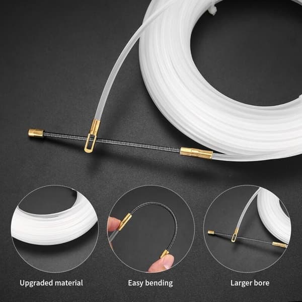 Electric Cable Puller Nylon Needle with Flexible Guide Head, Pull Loop Cable Pulling Aid, Empty Tubes Ø4 mm, 30m Transparent