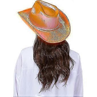 Lysende Space Cowboy Cowgirl Hatt (Oransje)