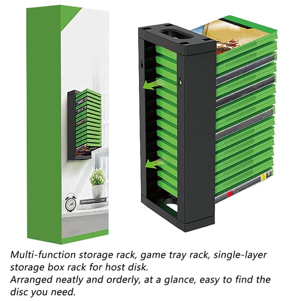 Game Disc Storage Rack, Small Wall Mounted CD DVD Video Game Organizer Stand for PS5 for PS4 for Box one S/one X/Series S, Holds 14 Standard CDs