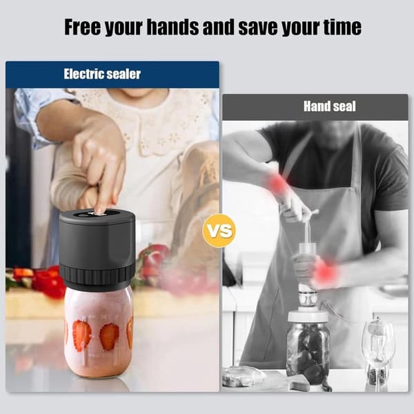 TrueBright Elektrisk Vakuumforsegler for Mason Jars med Bred og Vanlig Munn
