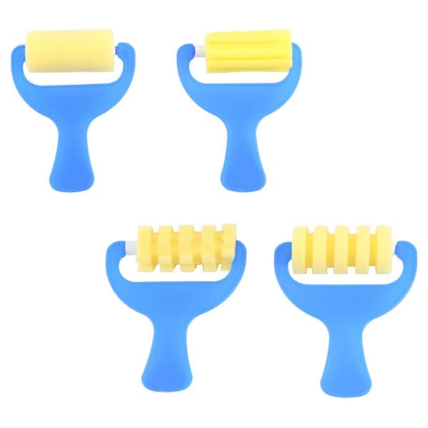 Set med 4 st Svampfärg Rollerborste DIY Barn Målarpenslar Barn Konst Hantverksverktyg