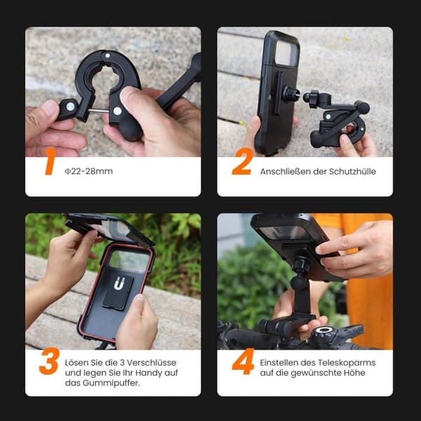 Waterproof mobile phone mount for bicycle, smartphone holder, mobile phone mount