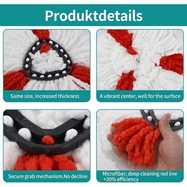 Erstattningsmoppehoder Kompatible med O-Cedar EasyWring Mopper 4-pakning - Moppehode Refill