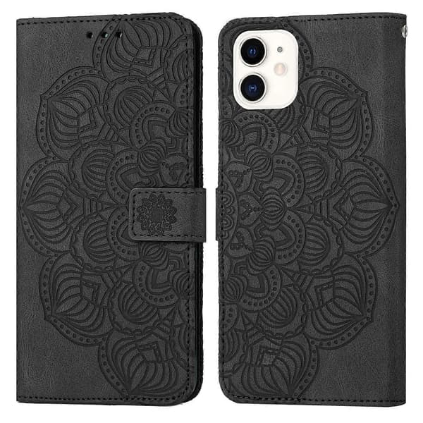 Mandala-præget flip-læderetui til iPhone 12 mini