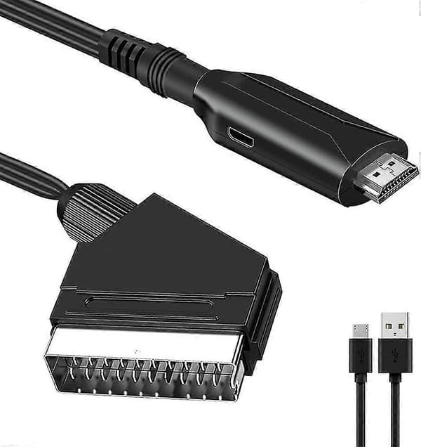 SCART til HDMI-omformer for HD-TV, STB, VHS, PS3, Sky og Blu-ray DVD-spiller - Lyd/video-adapter