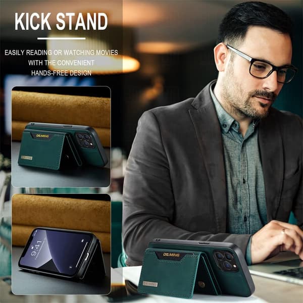 2-in-1 Leather Wallet Case with Card Holder Compatible with iPhone 14 Pro Max, Phone Case for Men, Detachable Back Cover