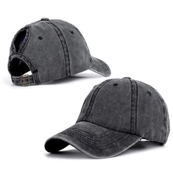 Vintage poninhäntälippis naisille, säädettävä snapback-hattu, musta, one size