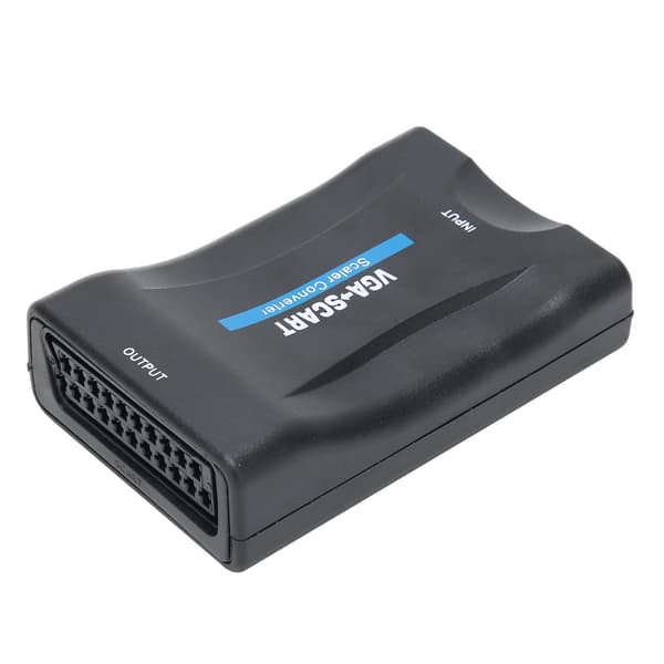 VGA til SCART-omformer HD-videoadapter datatilbehør med fjernkontroll ladekabel svart