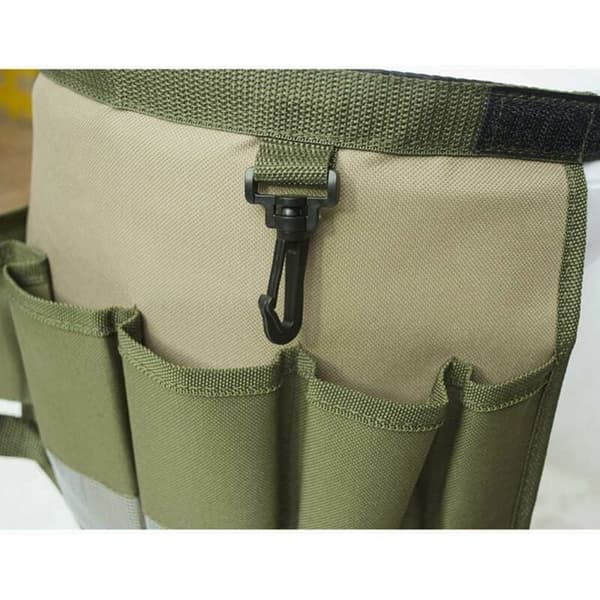 Waterproof 600D Oxford Tool Belt with Transparent Pockets, Foldable Garden Organizer, Green (35x27cm)
