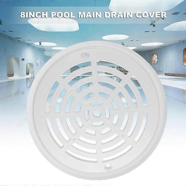 8-inch Pool Main Drain Cover Top Grille Bottom Mounting Plates White Replacement Pool Drain Cover