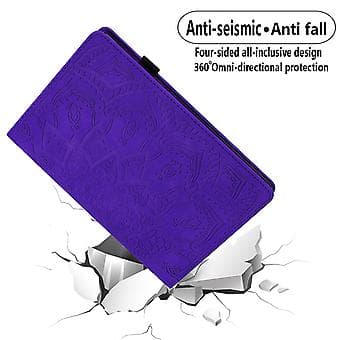 Preget skinnveske til Samsung Galaxy Tab A9+ (lilla)