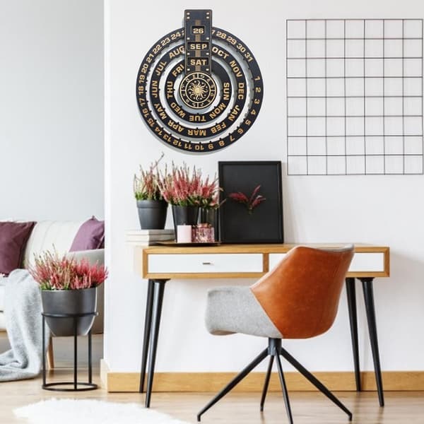 Lasergravert evighetskalender i tre veggkunst, astrologi meditasjon hjemmeinnredning