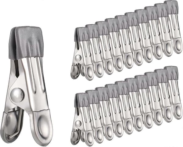 30 stk Klesklyper i rustfritt stål, multifunksjonelle sklisikre metallklesklyper for sokker, sko, håndklær, matforsegling, bilder