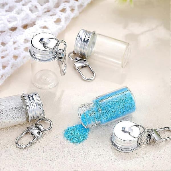 36 st 7 ml små glasflaskor med nyckelringar, mini-kryddflaskor med aluminiumlock Kompatibel med gör-det-själv-bröllopspresenter[LD]